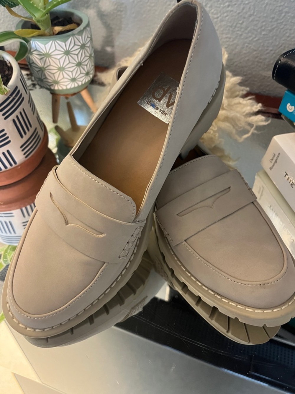 Dolce Vita Women's Chunky Penny Loafers in Beige